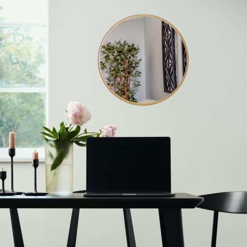 TINITALO Quality Glass Wall Mirror Metal Frame Round Wall Mirror for Bathroom, Living Room, Vanity Decorative Wall Mirror Wall Mounted (24x24 Inches) - Golden - Image 3
