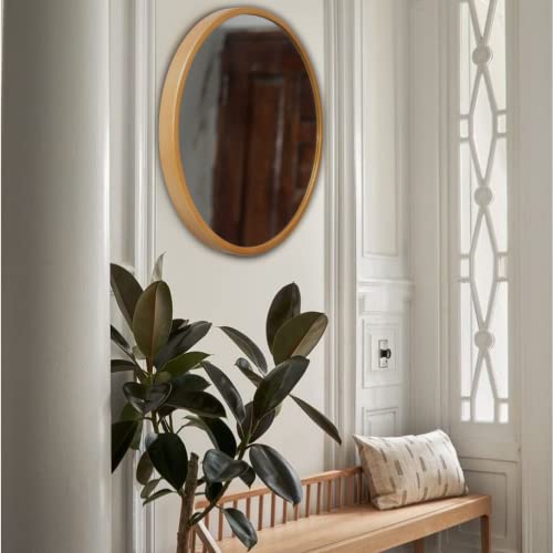 TINITALO Quality Glass Wall Mirror Metal Frame Round Wall Mirror for Bathroom, Living Room, Vanity Decorative Wall Mirror Wall Mounted (24x24 Inches) - Golden - Image 2