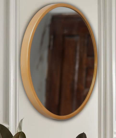 TINITALO Quality Glass Wall Mirror Metal Frame Round Wall Mirror for Bathroom, Living Room, Vanity Decorative Wall Mirror Wall Mounted (24x24 Inches) - Golden - Image 1