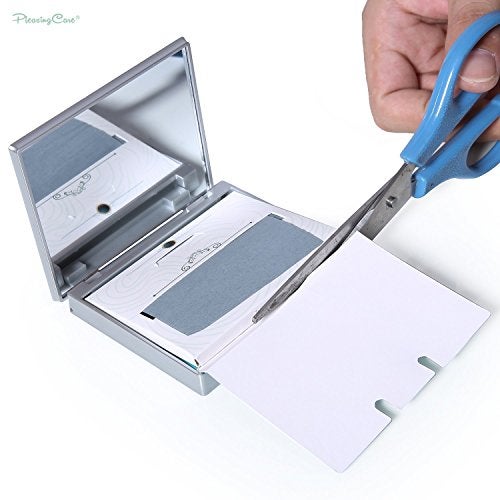 PleasingCare Makeup Mirror with Facial Oil Blotting Paper Sheets - Bamboo Charcoal 100 Counts, Silver Compact Folding Cosmetic Travel Mirror - Image 3