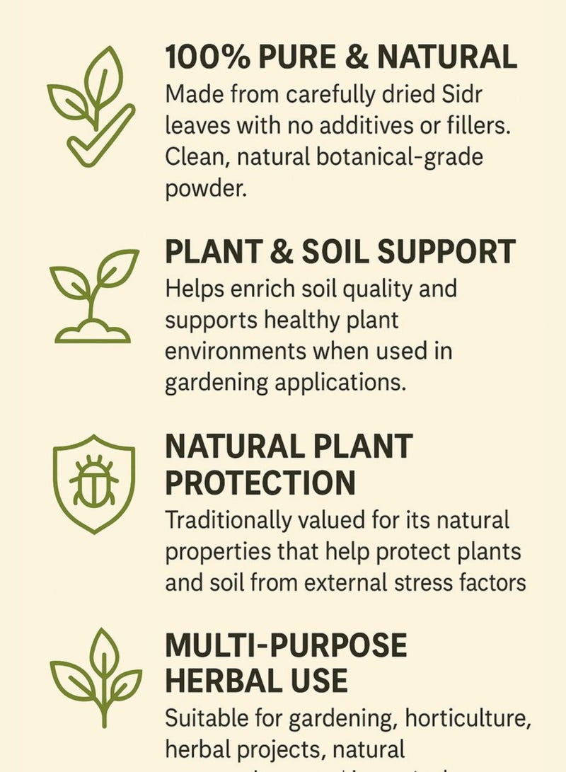 Zahr Sidr Leaves Powder (Waraq Sidr Powder) – Ziziphus Leaves | Sidr Plant Powder – Premium Natural Fine Powder | 100% Pure for Gardening, Horticulture, Botanical & Herbal Use - Image 5
