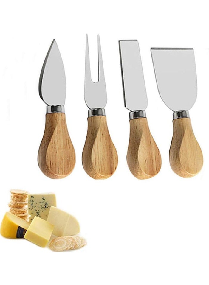 مجموعة سكاكين الجبن المكونة من 4 قطع بمقبض من خشب الخيزران وشفرات من الفولاذ المقاوم للصدأ - Image 4