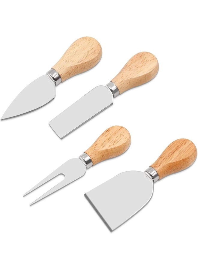 مجموعة سكاكين الجبن المكونة من 4 قطع بمقبض من خشب الخيزران وشفرات من الفولاذ المقاوم للصدأ - Image 5