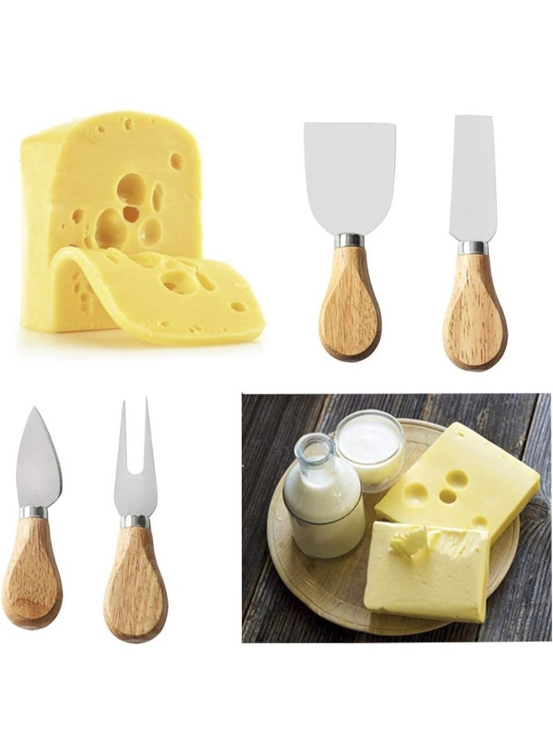 مجموعة سكاكين الجبن المكونة من 4 قطع بمقبض من خشب الخيزران وشفرات من الفولاذ المقاوم للصدأ - Image 3