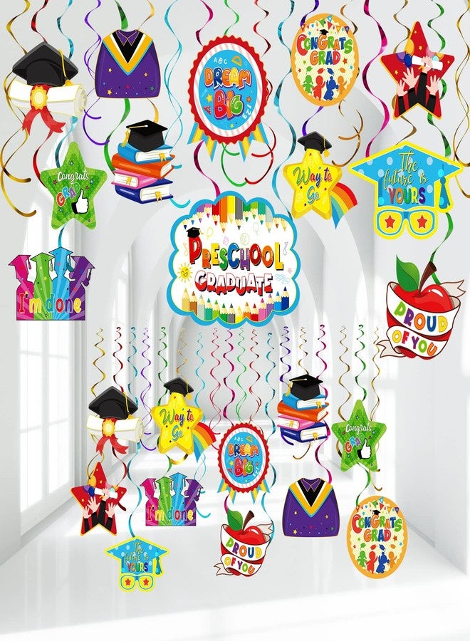 Yisong 46 Pieces Preschool Graduate Party Decorations Kindergarten Graduation Party Congrats Hanging Swirl for Pre Elementary Celebration Class of 2026 Ceremony School Party Supplies(Black) - Image 1