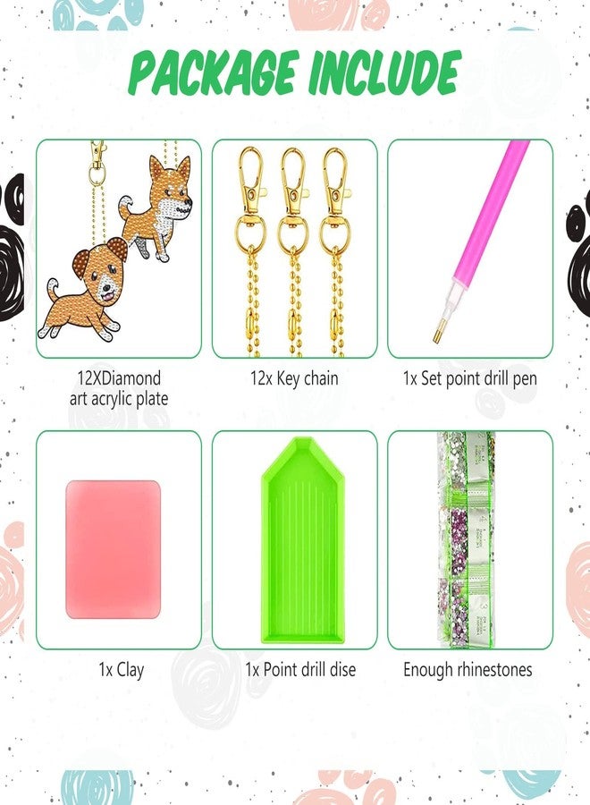 Demonwer 12 PcsDiamond Painting Keychains Kit DIY Pet Paw Diamond Painting Keychains Diamond Painting Keychain for Beginners Adults and Kids Art Craft Supplies Gift, - Image 2