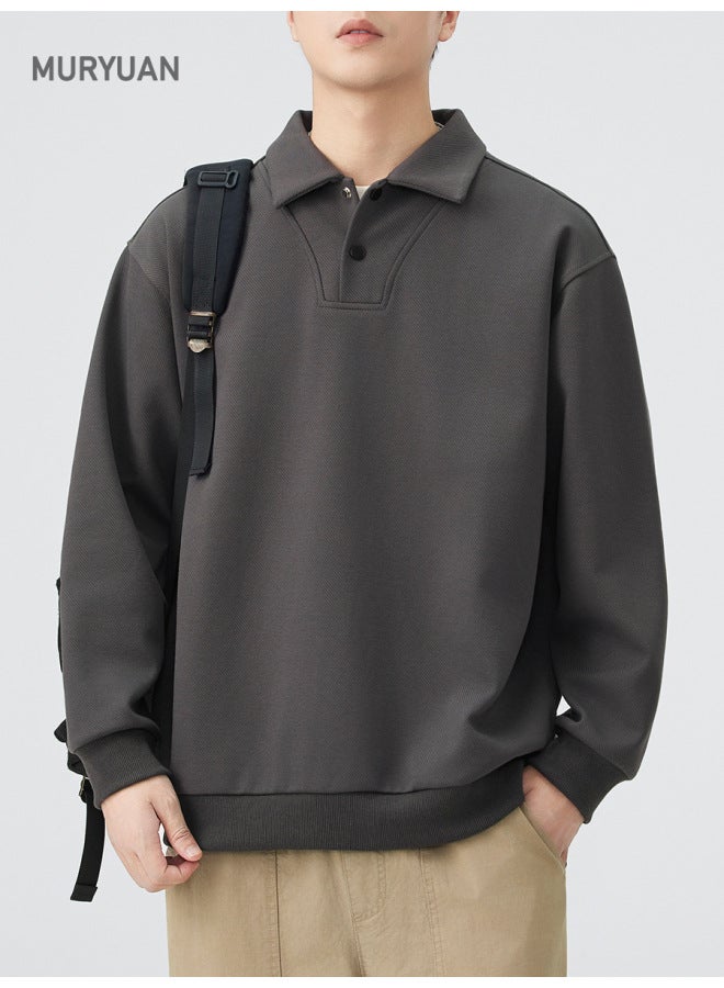 Style G Collar Polo Shirt Top Men's Autumn New Split Patchwork Sweatshirt - Image 1