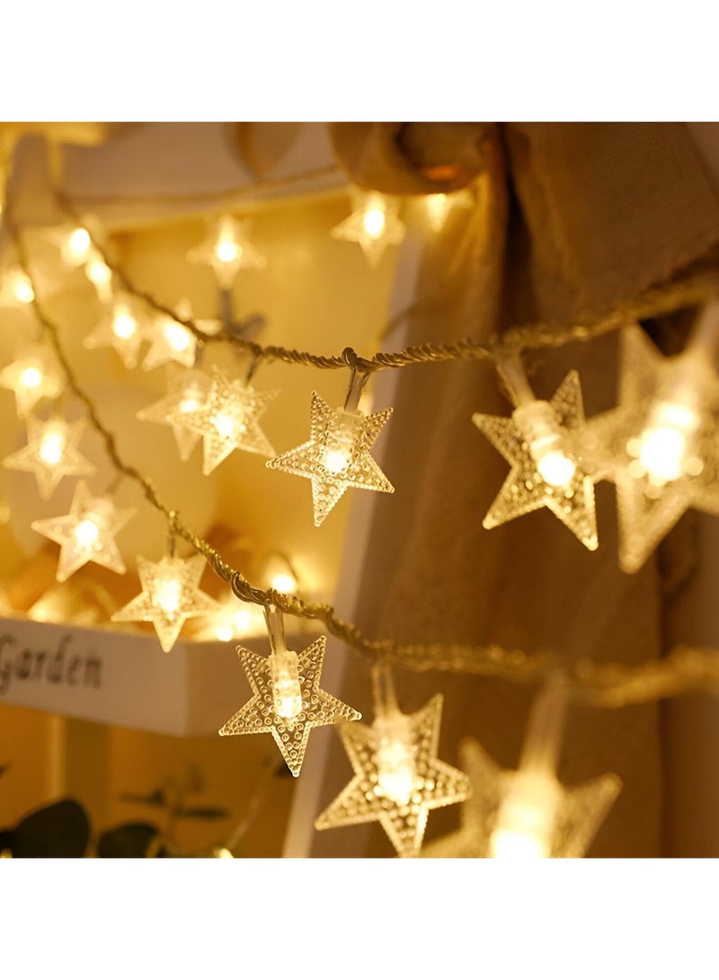 Versatile LED Star Lights - 10 Feet Waterproof String Lights with 20 Bright Bulbs, Perfect for Weddings, Ramadan Decorations, Creating Warm Atmosphere Indoor Outdoor (1 Star Branch) - Image 1