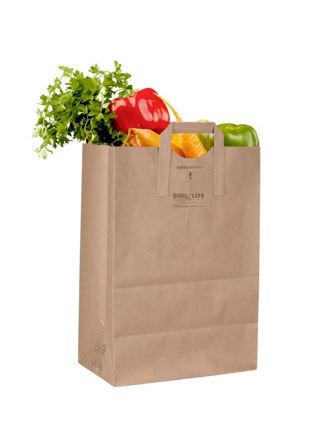 Duro 70# Large Brown Paper Bags with Handles Bulk 50 Count, 12 x 7 x 17 Inches, Blank Brown Grocery Bags with Handles, Paper Sacks for Recycling - Image 1