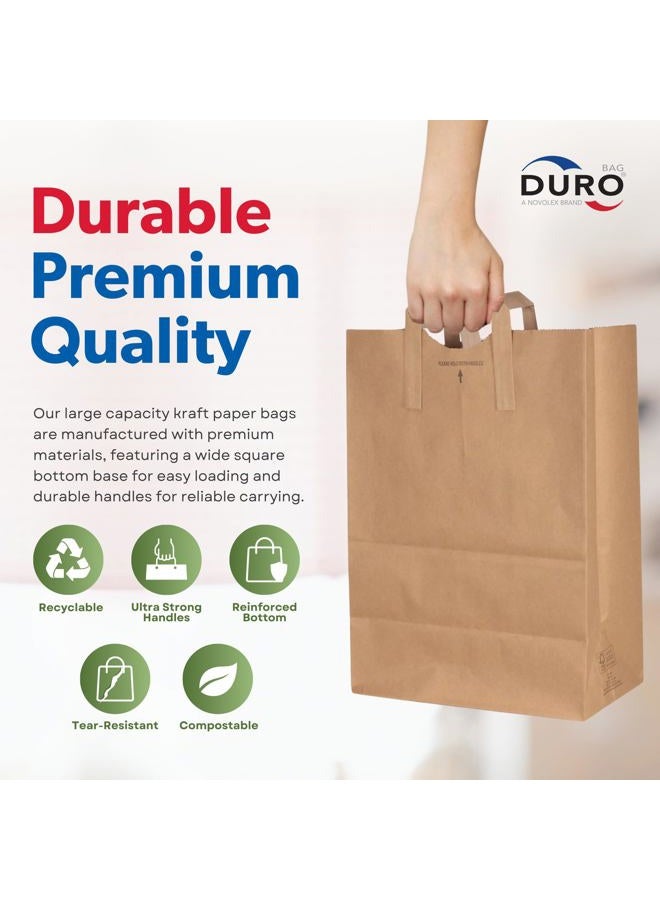 Duro 70# Large Brown Paper Bags with Handles Bulk 50 Count, 12 x 7 x 17 Inches, Blank Brown Grocery Bags with Handles, Paper Sacks for Recycling - Image 2