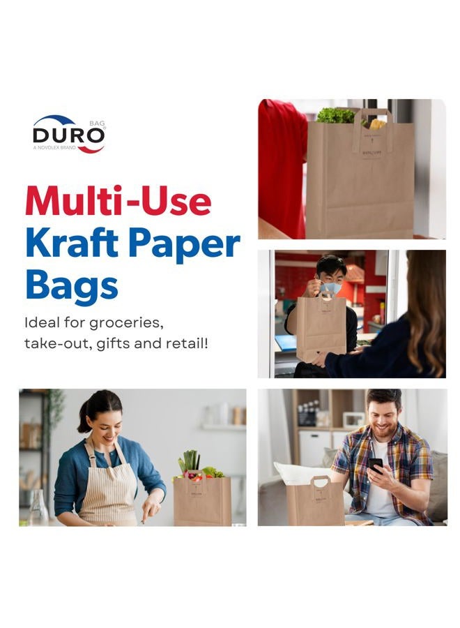 Duro 70# Large Brown Paper Bags with Handles Bulk 50 Count, 12 x 7 x 17 Inches, Blank Brown Grocery Bags with Handles, Paper Sacks for Recycling - Image 5