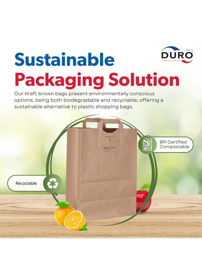 Duro 70# Large Brown Paper Bags with Handles Bulk 50 Count, 12 x 7 x 17 Inches, Blank Brown Grocery Bags with Handles, Paper Sacks for Recycling - Image 3
