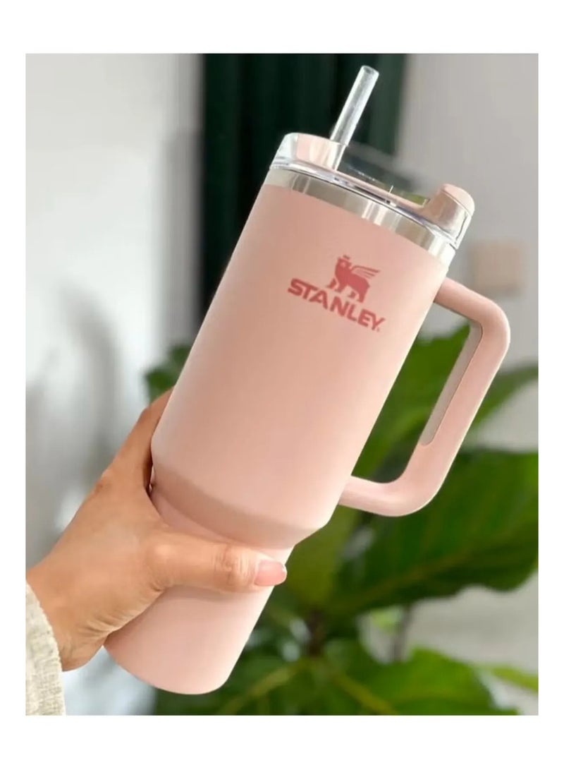 Stanley cup H2.0 Stainless Steel with Lid and Straw for Water Iced Tea,Coffee and Smoothie, pink ,40 oz - Image 2