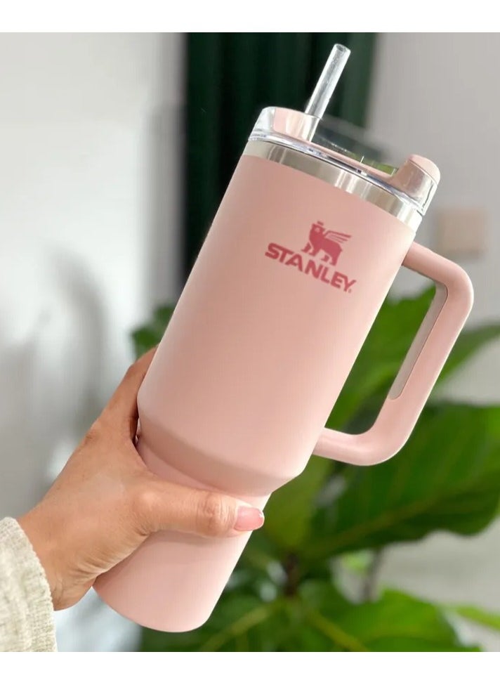 Stanley - Stanley cup H2.0 Stainless Steel with Lid and Straw for Water Iced Tea,Coffee and Smoothie,Pink dusk,40 oz - Image 1