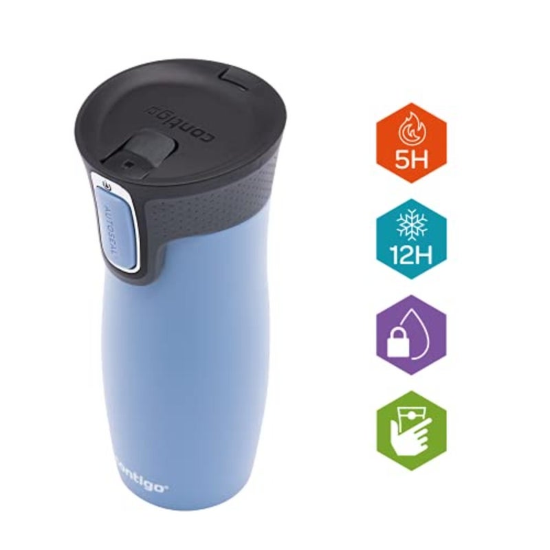 West Loop Autoseal Thermal Mug, Insulated Mug, Coffee Mug To Go, BPA free, leak proof travel mug with easy-clean lid, keeps drinks hot for up to 5h, 470 ml - Image 2