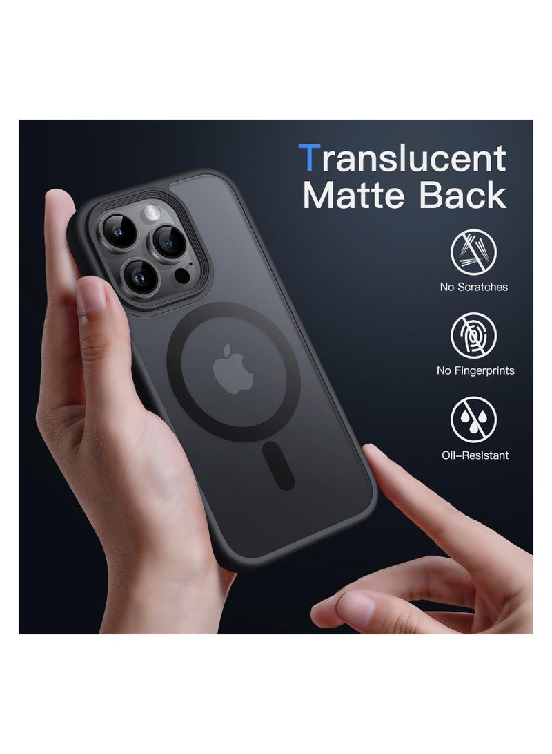 Magnetic Case for iPhone 14 Pro 6.1-Inch Compatible with MagSafe, Translucent Matte Back Slim Shockproof Phone Cover (Black)  - Image 2