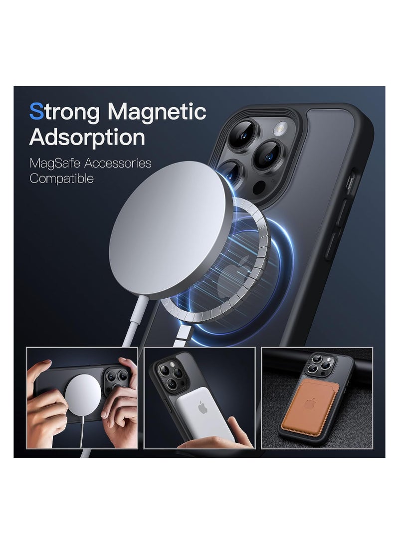 Magnetic Case for iPhone 14 Pro 6.1-Inch Compatible with MagSafe, Translucent Matte Back Slim Shockproof Phone Cover (Black)  - Image 3