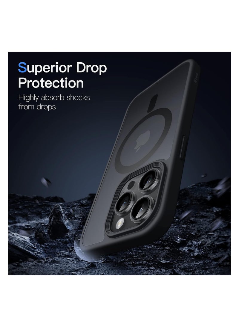 Magnetic Case for iPhone 14 Pro 6.1-Inch Compatible with MagSafe, Translucent Matte Back Slim Shockproof Phone Cover (Black)  - Image 4