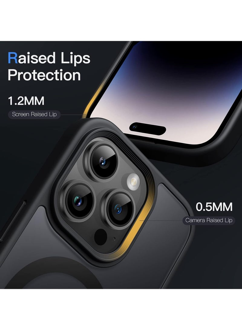 Magnetic Case for iPhone 14 Pro 6.1-Inch Compatible with MagSafe, Translucent Matte Back Slim Shockproof Phone Cover (Black)  - Image 5