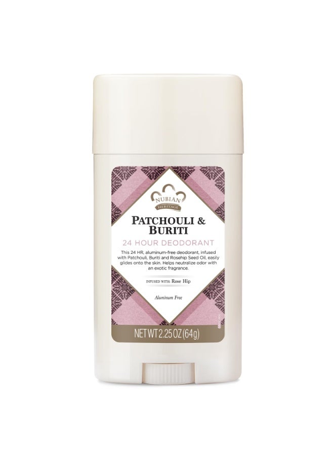 Nubian Heritage Nubian Heritage Aluminum-Free Deodorant, Patchouli & Buriti – Natural Deodorant with Organic Shea Butter, Rosehip Oil, and Aloe Vera, 2.25 Oz