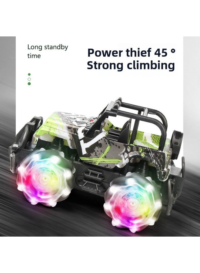 Loquat 2.4G Horizontal Off-road Vehicle Children's Electric Light Gesture Sensing Remote Control Car Rollover Drift Toy Car-Color:Blue Jeep handle Watch Dual Remote Control (single Lithium) - Image 5