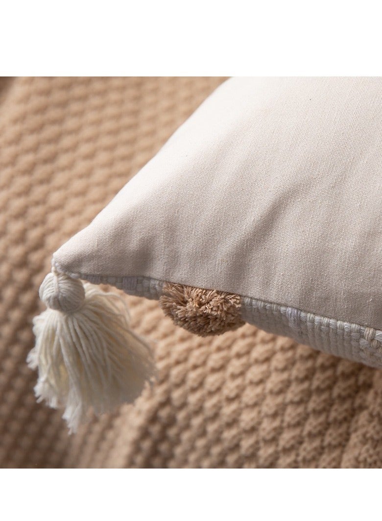 Bluejw غطاء وسادة محبوك يدويًا بوهيمي بيج كريمي 45x45 سم - Image 3