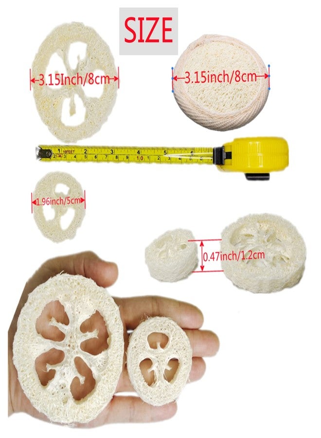 ENLAYER 50Pcs Natural Loofah Cuts Slice of 3.15inch, Reusable Cleaner Sponge Scrubber, Facial Soap Holder and DIY Customize Soap Tools, with 3Pcs Exfoliating Loofah Pad and 1 Storage Bag - Image 2