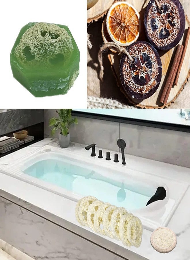 ENLAYER 50Pcs Natural Loofah Cuts Slice of 3.15inch, Reusable Cleaner Sponge Scrubber, Facial Soap Holder and DIY Customize Soap Tools, with 3Pcs Exfoliating Loofah Pad and 1 Storage Bag - Image 4
