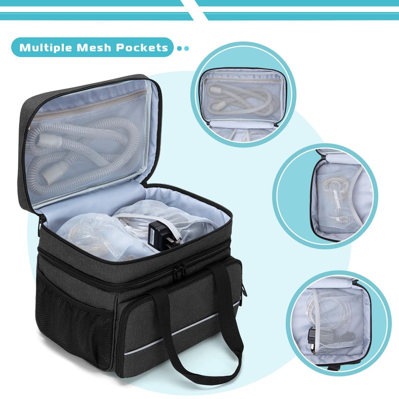 CURMIO CPAP Machine Travel Carrying Case Compatible with ResMed AirSense 11, AirSense 10, AirSense 10 elite, AirStart 10, Philips Dreamstation, 3B Medical Luna G3, and XT Fit, Black (Patented Design) - Image 4