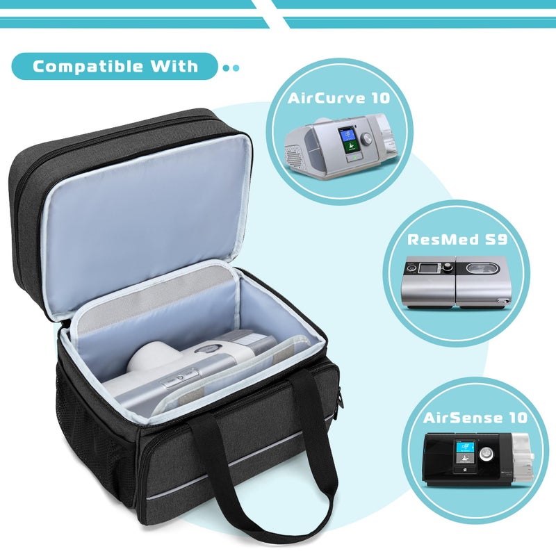 CURMIO CPAP Machine Travel Carrying Case Compatible with ResMed AirSense 11, AirSense 10, AirSense 10 elite, AirStart 10, Philips Dreamstation, 3B Medical Luna G3, and XT Fit, Black (Patented Design) - Image 2
