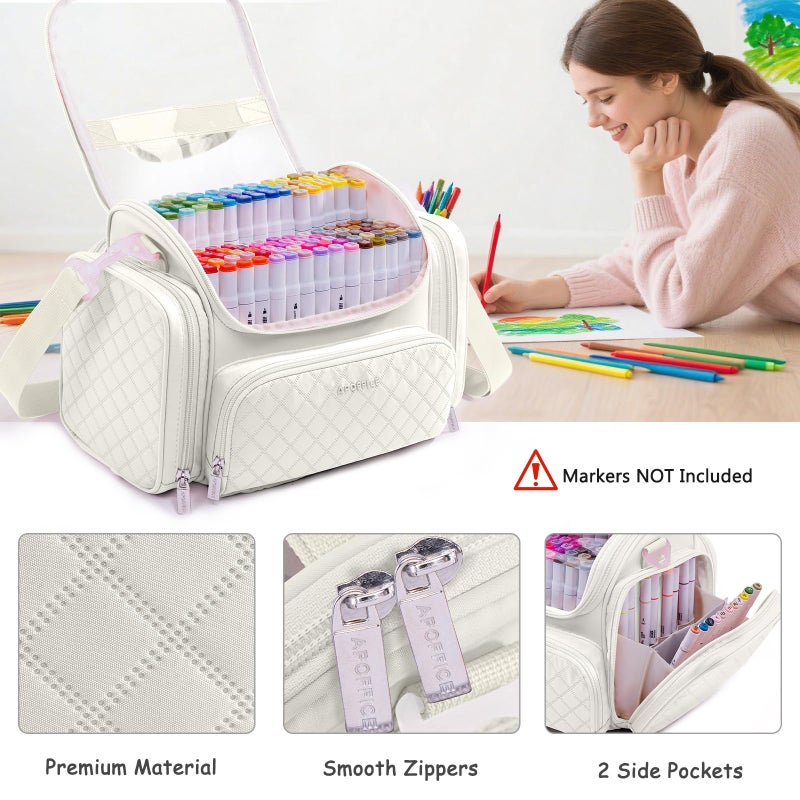 APOFFICE Marker Organizer Case Bag for 200-300 Markers â€“ Large Art Supply Storage Bag with Detachable Dividers, Travel Marker Holder for Alcohol Markers, Brush Pens, Colored Pencils & Craft Supplies - Image 5