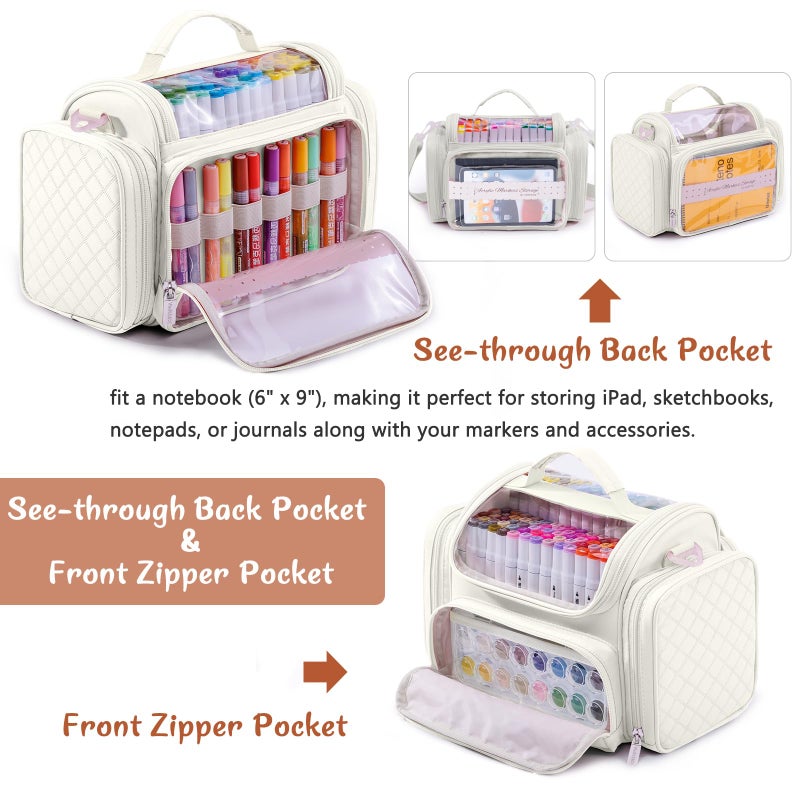 APOFFICE Marker Organizer Case Bag for 200-300 Markers â€“ Large Art Supply Storage Bag with Detachable Dividers, Travel Marker Holder for Alcohol Markers, Brush Pens, Colored Pencils & Craft Supplies - Image 3
