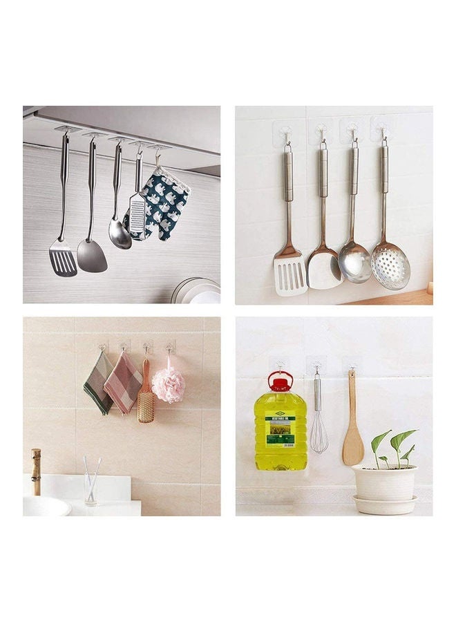 20 Pieces Each Pack Heavy Duty Adhesive Wall Hooks, 8Kg Max，Waterproof and Oil Proof Ideal for Kitchen and Bathroom, Transparent - Image 3