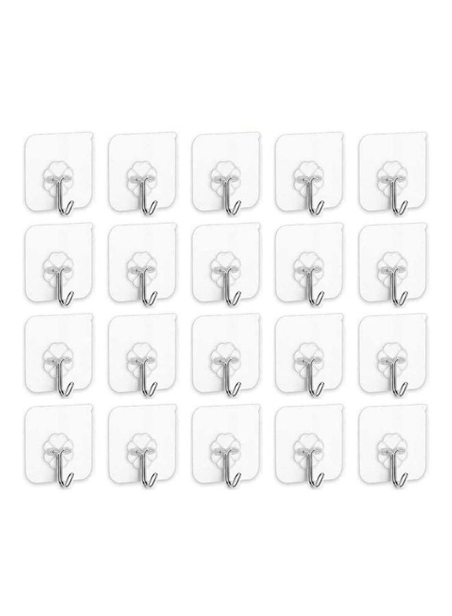 20 Pieces Each Pack Heavy Duty Adhesive Wall Hooks, 8Kg Max，Waterproof and Oil Proof Ideal for Kitchen and Bathroom, Transparent - Image 1