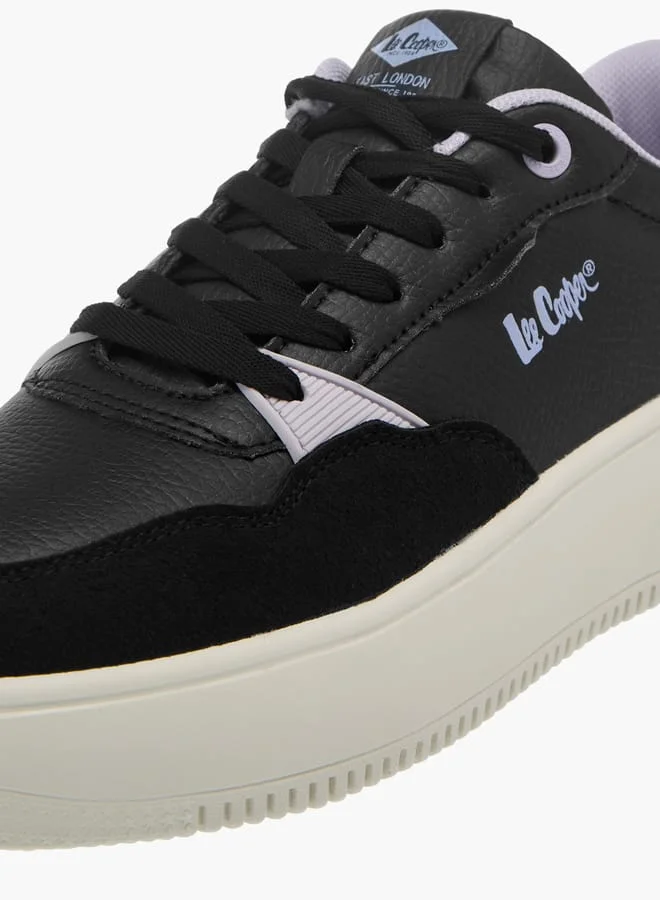 Lee Cooper Women's Logo Print Panelled Lace-Up Sneakers