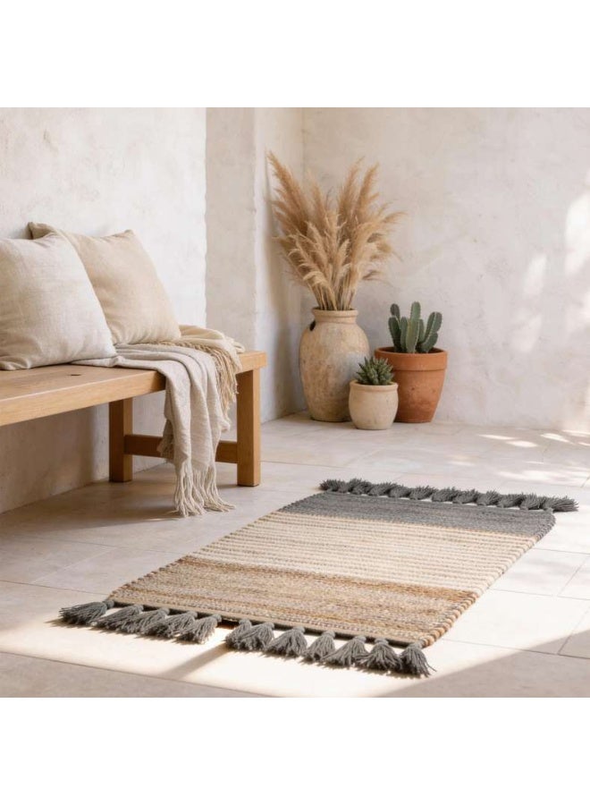 Pan Home سجادة جوت وقطن مصنوعة يدويًا - طبيعية - Image 1