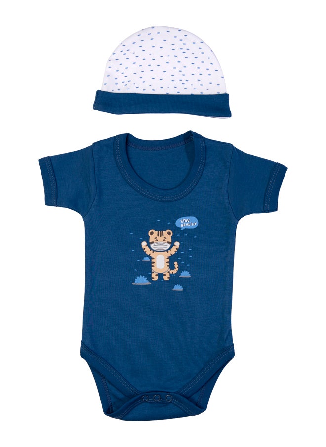 Babies Basic 5 Piece Unisex 100% Cotton Gift Set Include Bib, Romper, Mittens, Cap And Sleepsuit/Jumpsuit- Stay Healthly  - Image 4