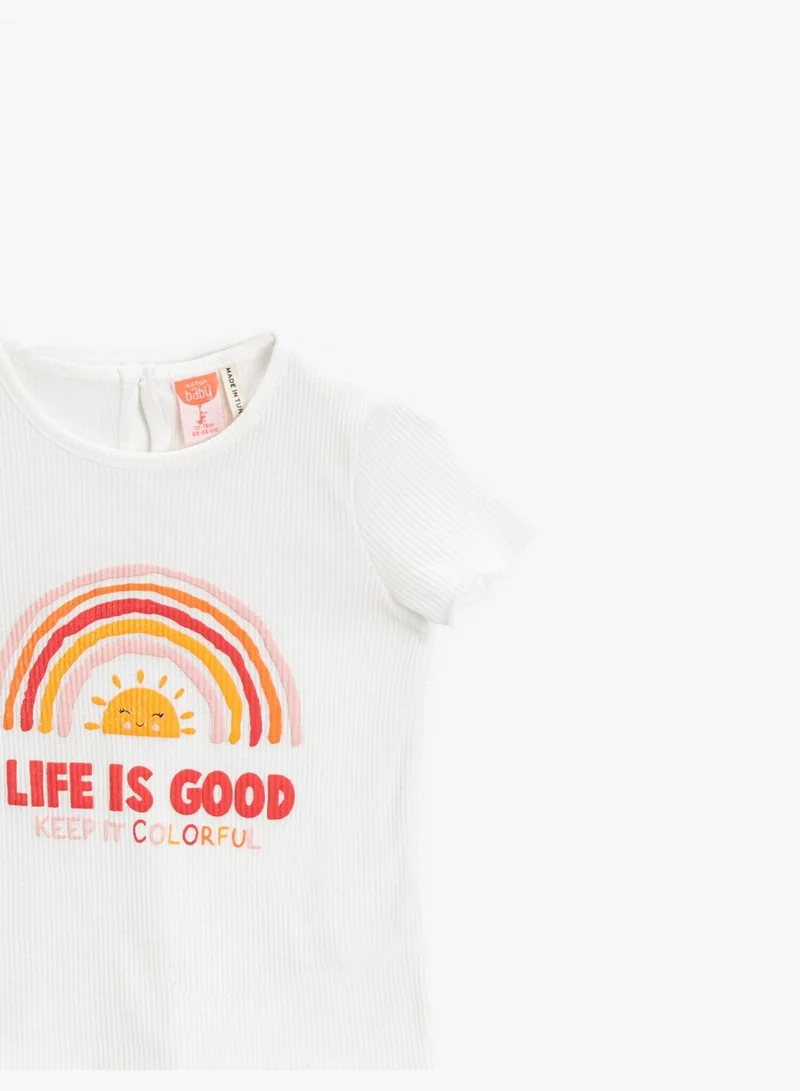 كوتون Printed T-Shirt Ribbed Cotton