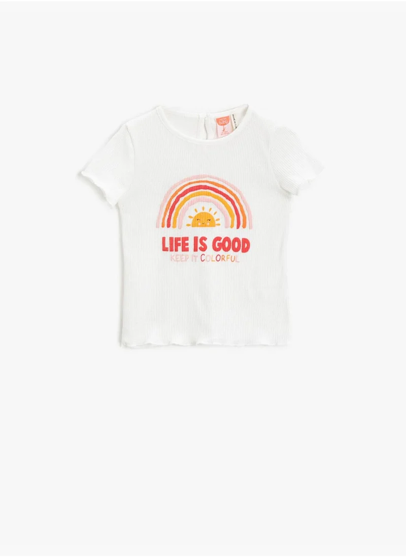 كوتون Printed T-Shirt Ribbed Cotton