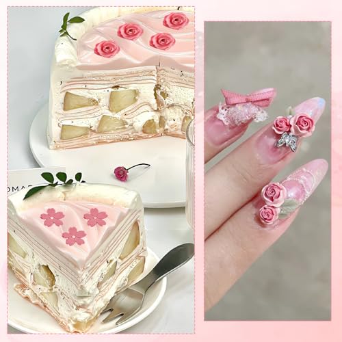 Tecokart® 2 Pcs Silicone Mould for Chocolate Cake Mini Rose & Cherry Blossom Decorations Nail Accessories Resin Crafts Figurines and DIY Accessories Soap Moulds for Soap Making - Image 2