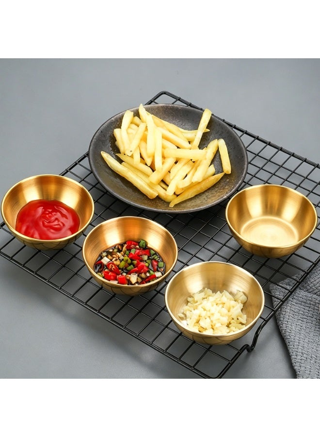 Stainless Steel Dipping Bowls Set, 4Pcs Gold Sauce Dishes with 4 Spoons, Small Sauce Bowls Stackable Metal Condiment Cups for Ketchup, BBQ, Salad, Sushi Restaurant, Home, Picnic, and Partyand Meal Prep - Image 3