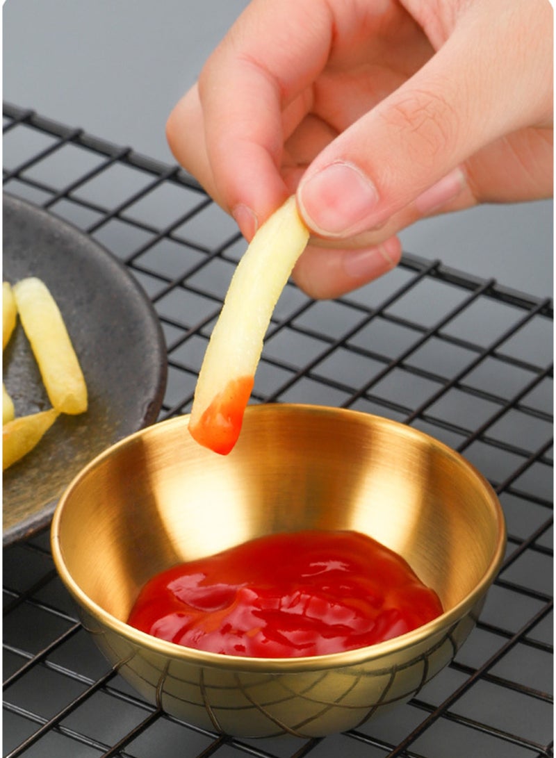 Stainless Steel Dipping Bowls Set, 4Pcs Gold Sauce Dishes with 4 Spoons, Small Sauce Bowls Stackable Metal Condiment Cups for Ketchup, BBQ, Salad, Sushi Restaurant, Home, Picnic, and Partyand Meal Prep - Image 2