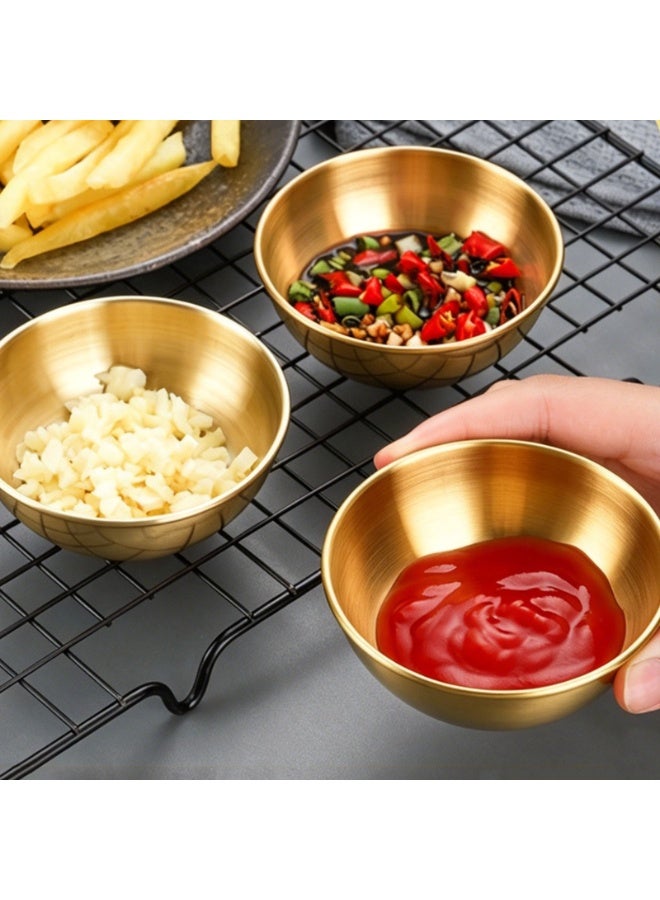 Stainless Steel Dipping Bowls Set, 4Pcs Gold Sauce Dishes with 4 Spoons, Small Sauce Bowls Stackable Metal Condiment Cups for Ketchup, BBQ, Salad, Sushi Restaurant, Home, Picnic, and Partyand Meal Prep - Image 4
