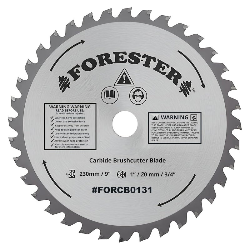 FORESTER Carbide Tip Brush Cutter Blade - 9in x 36 Teeth | Fits Most Straight Shaft Trimmers | Conversion Kit Sold Separately - Image 1