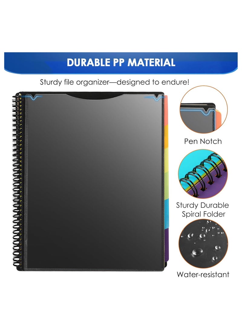 Generic 12 Pocket Poly Project Organizer, Binder Organizer Spiral Project Folder Multi Pocket Folder Binder with Pockets Letter Size, Back Cover Utility Pouch, School Supplies  - Image 5