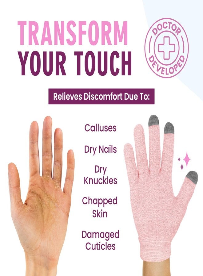 Dr. Frederick's Original Dr. Frederick’s Original Moisturizing Gel Gloves - Deep Moisturizing and Fast Relief for Dry Hands - Touchscreen-Friendly - Mango Butter, Shea Butter, Jojoba, & Coconut Oil - Plush Pink - Image 4