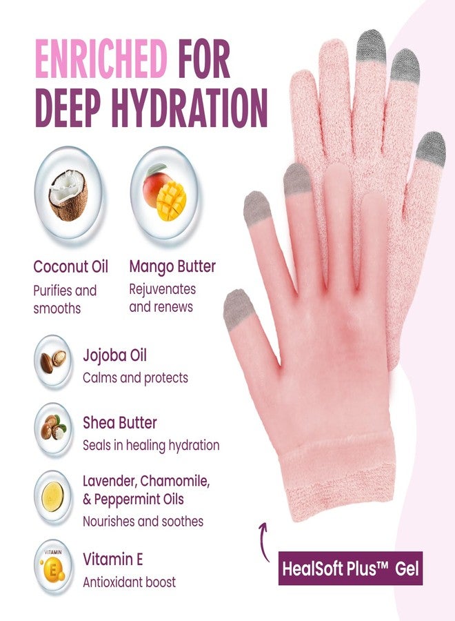 Dr. Frederick's Original Dr. Frederick’s Original Moisturizing Gel Gloves - Deep Moisturizing and Fast Relief for Dry Hands - Touchscreen-Friendly - Mango Butter, Shea Butter, Jojoba, & Coconut Oil - Plush Pink - Image 3