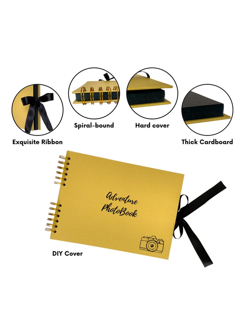 SARI SARI Scrapbook Kit & DIY Photo Album -11x8 inches, 80 pages, 3 Stickers, 10 Pens, Sketch book Art & Craft Set (Gold) - Image 2