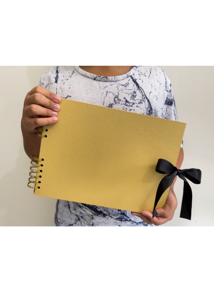 SARI SARI Scrapbook Kit & DIY Photo Album -11x8 inches, 80 pages, 3 Stickers, 10 Pens, Sketch book Art & Craft Set (Gold) - Image 4