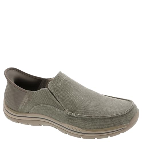 SKECHERS سكيشرز للرجال - حذاء كيسون موك تو قماش سليب إن، بيج، 7 عريض جداً - Image 1